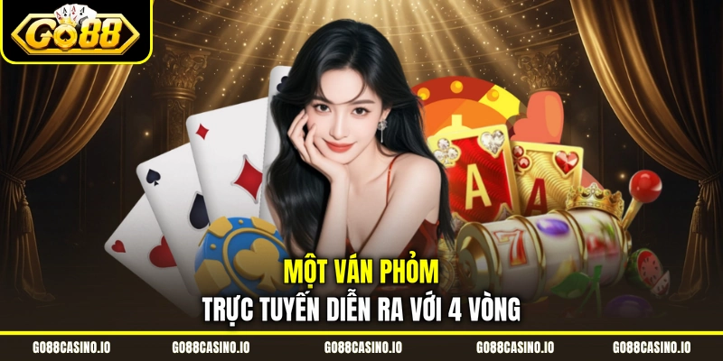 Một ván Phỏm trực tuyến diễn ra với 4 vòng